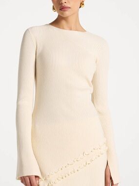 NWT | Veiled Collection Asymmetric Ruffle Hem Knit Top. Sold out online. Rare